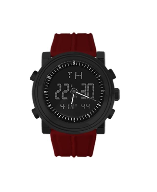 Rocawear Mens Black, Red Silicone Strap Watch 47mm Product Image