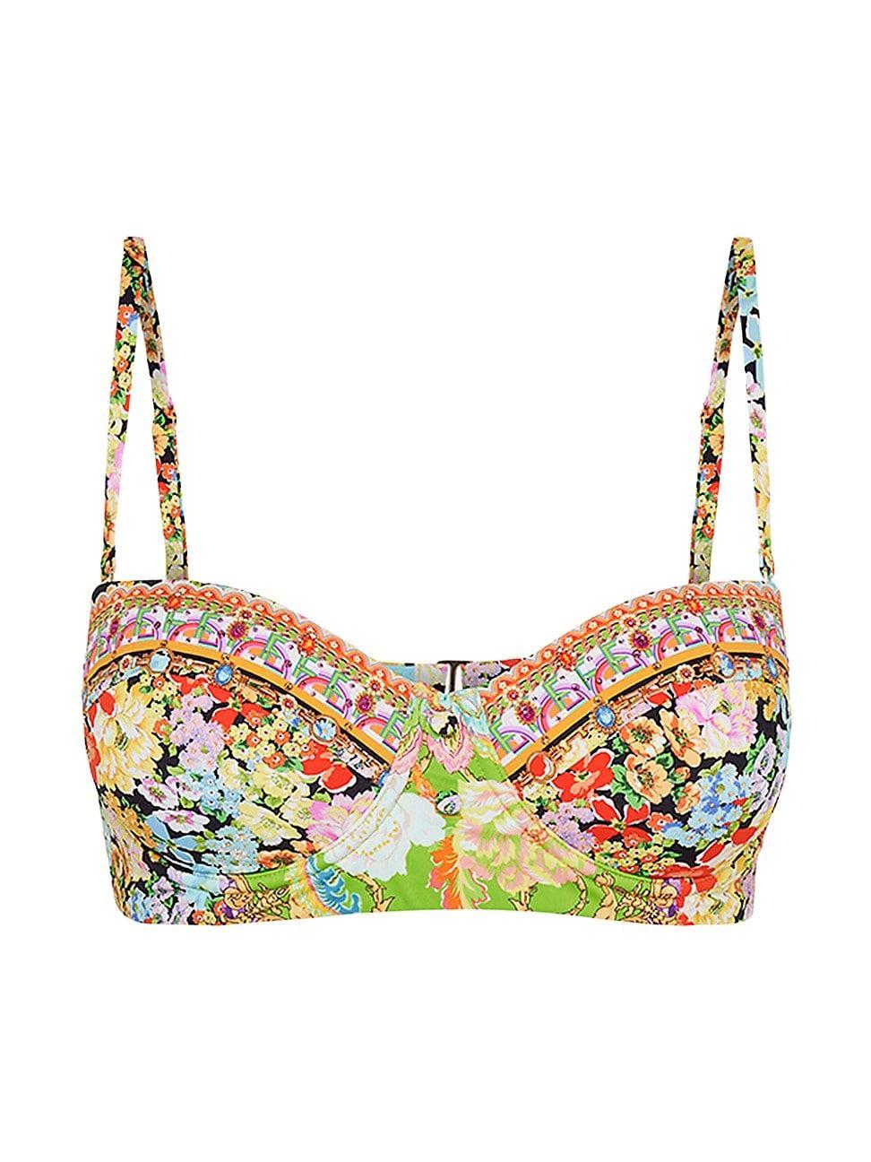 Womens Floral Cropped Bikini Top Product Image