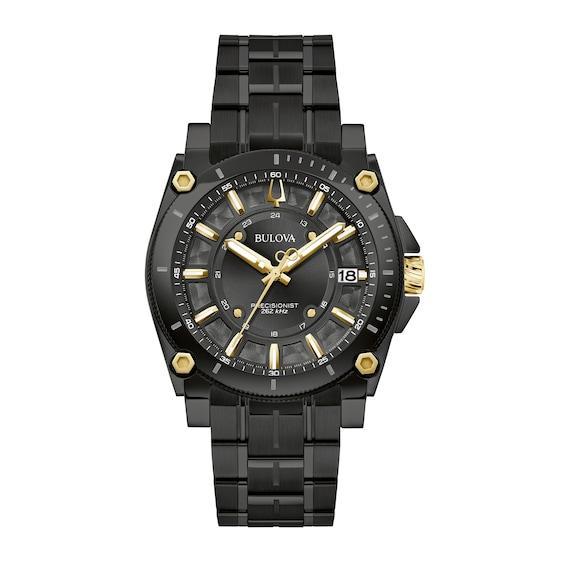 Bulova Mens Precisionist Icon Black-Tone Stainless Steel Bracelet Watch 40mm Product Image