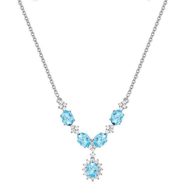 Sterling Silver Blue Topaz Necklace, Womens Product Image