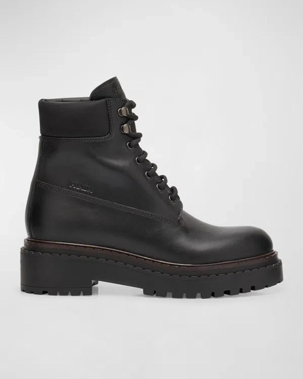 Chocolate Leather Ranger Booties In Black   Product Image