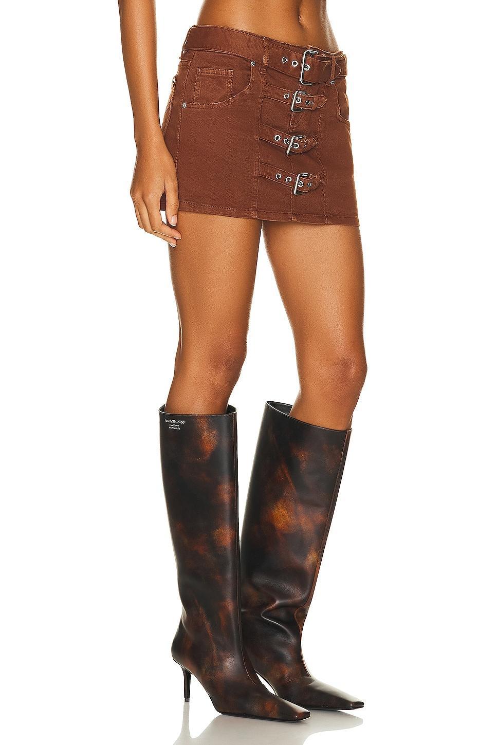 Blumarine Buckle Mini Skirt in Brown Product Image