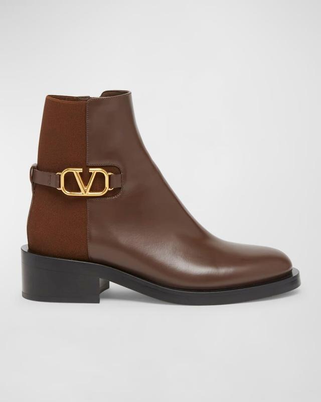 VLogo Leather Zip Booties Product Image