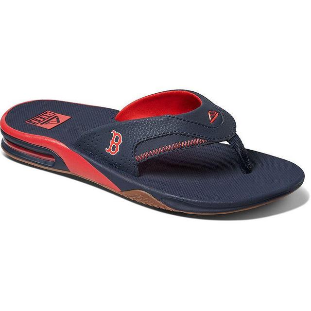 Mens REEF Boston Red Sox Fanning Bottle Opener Sandals Blue Product Image