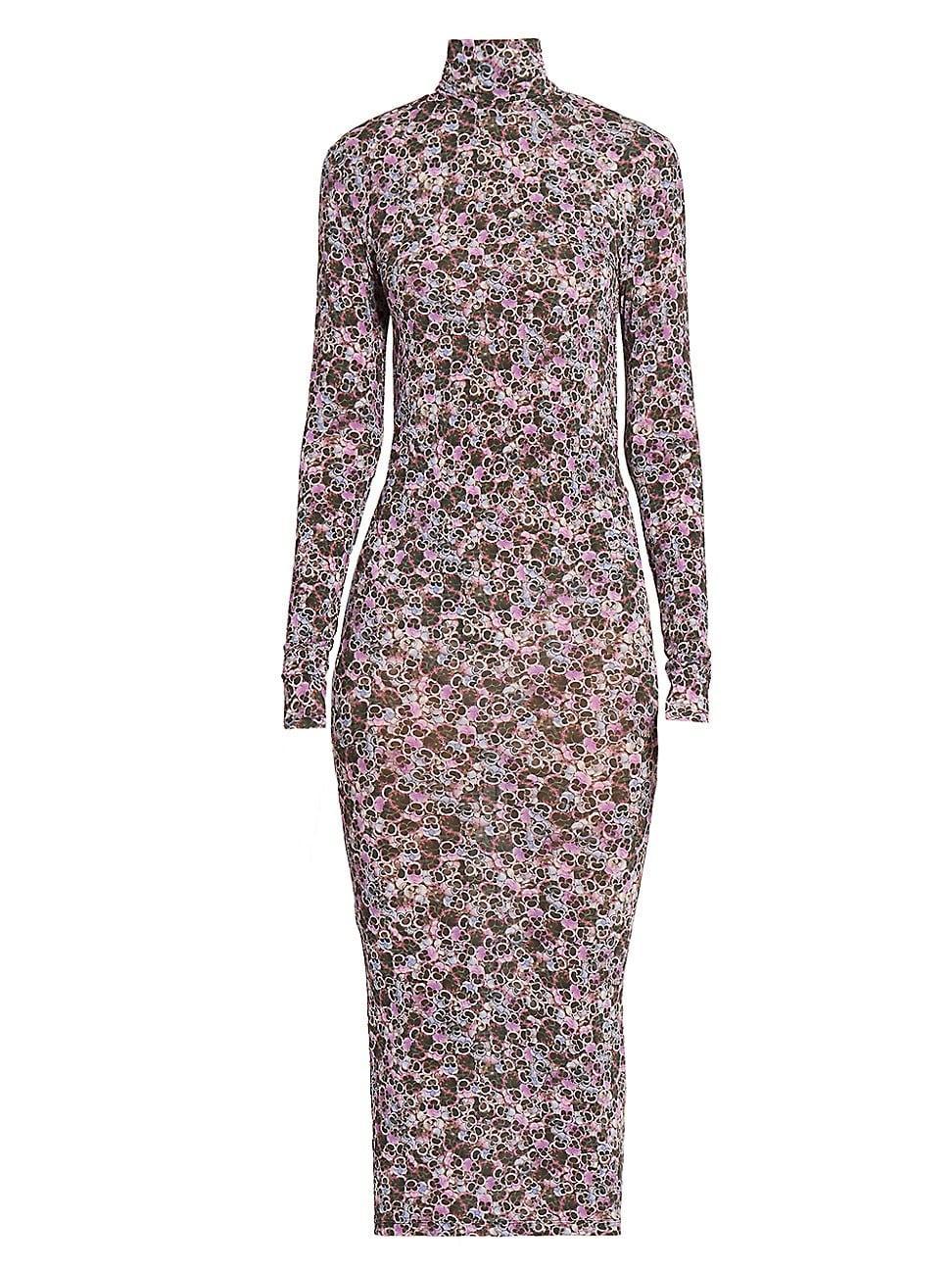 Womens Vanessa Floral Jersey Turtleneck Dress Product Image