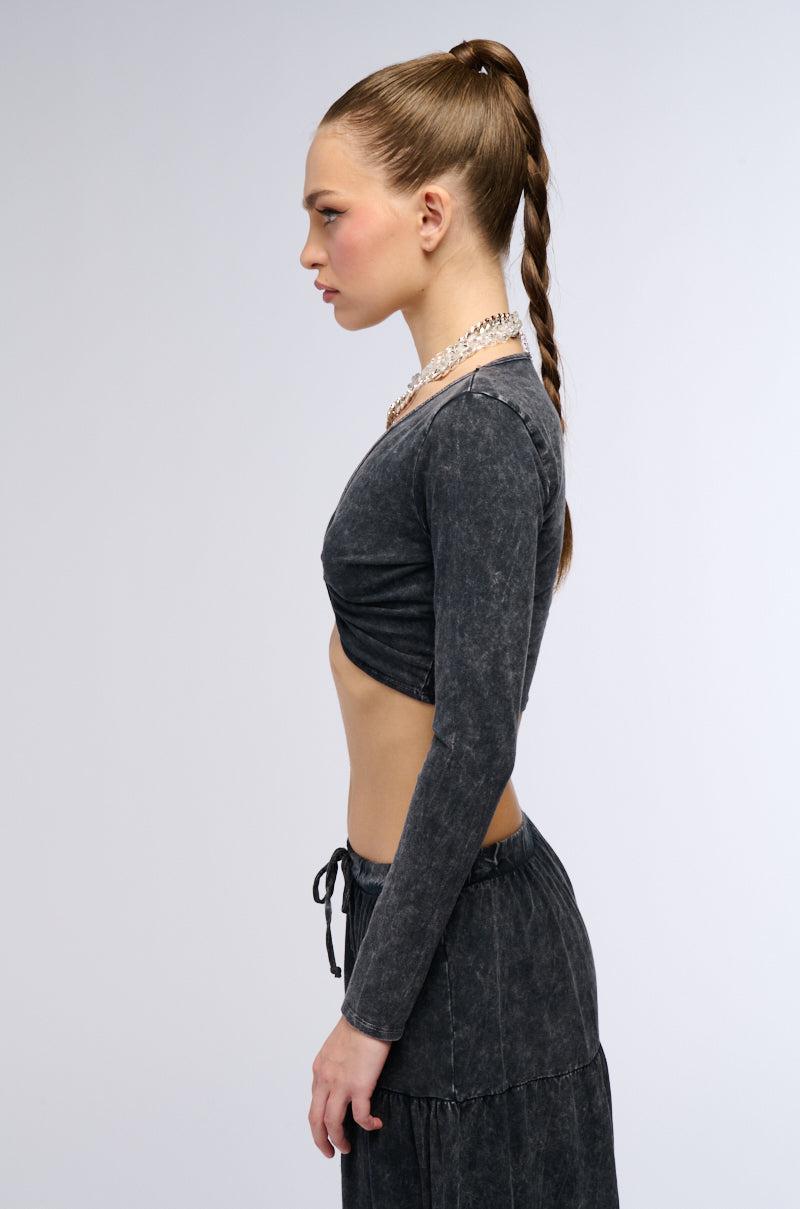 TAYA WASHED TWIST FRONT CROP TOP Product Image