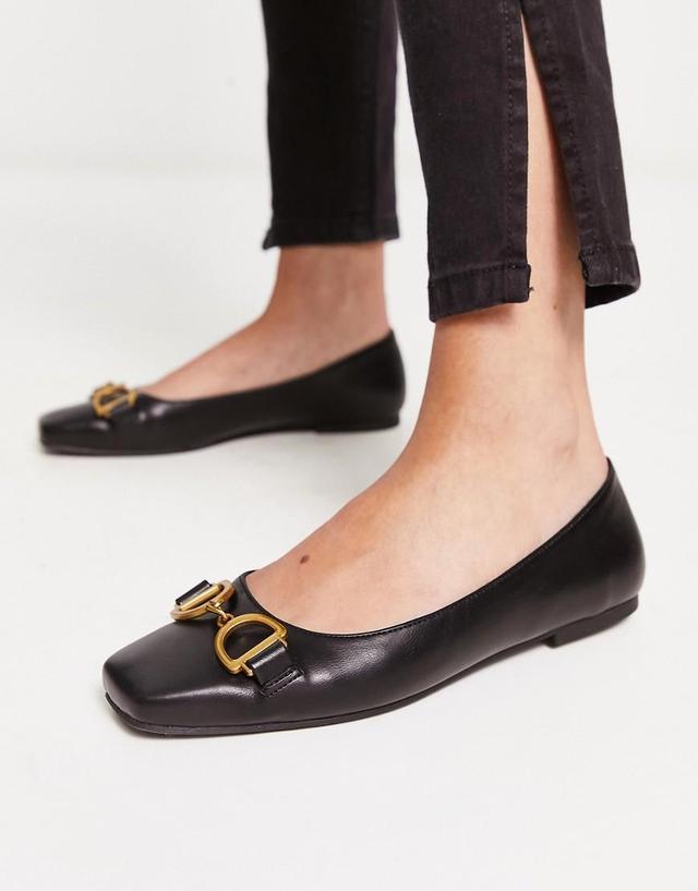 ASOS DESIGN Leighton square toe ballet flats in black Product Image