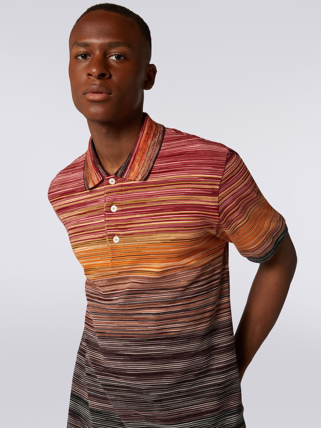 Short-sleeved polo shirt in slub cotton piqué Multicoloured | Missoni Product Image