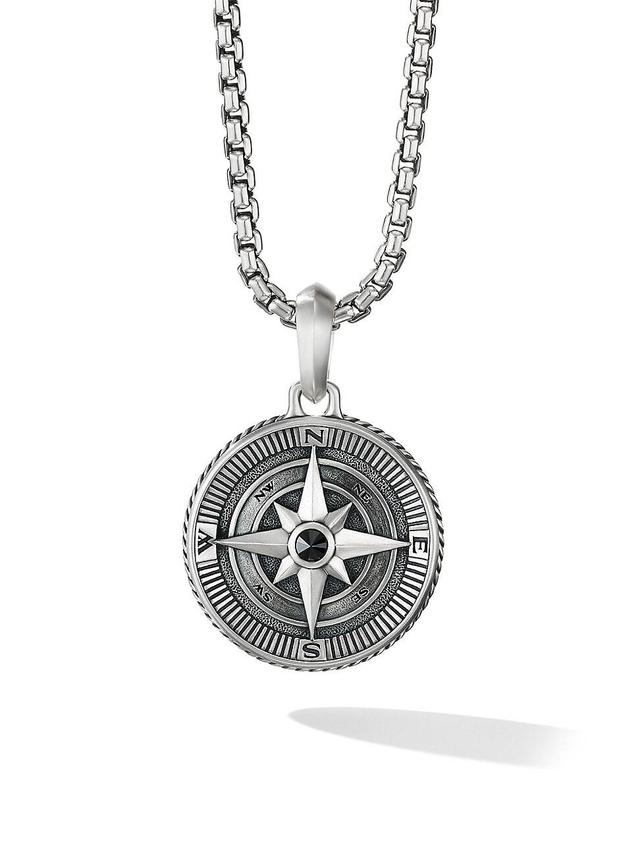 Mens Maritime Compass Amulet with Center Black Diamond Product Image