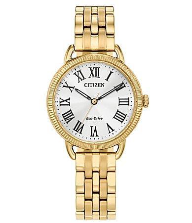 Citizen Womens Classic Coin Edge Three Hand Gold Stainless Steel Bracelet Watch Product Image