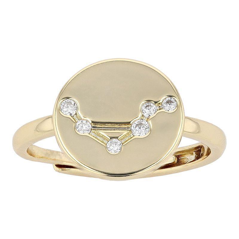 City Luxe Horoscope Cubic Zirconia Disk Horoscope Adjustable Ring, Womens, Gold Tone Capricorn Product Image