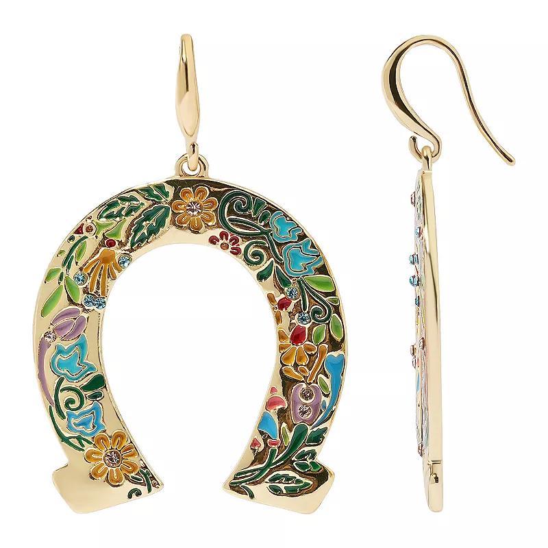 Celebrate Together Gold Tone Enameled Western Horseshoe Drop Earrings, Womens, Multi Product Image