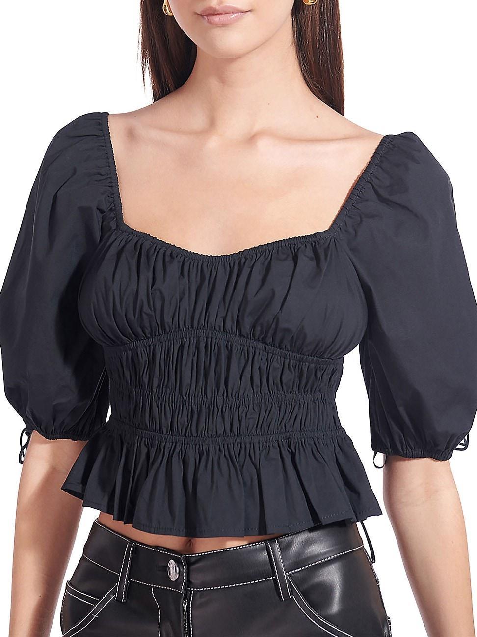 Womens Faye Gathered Puff-Sleeve Top Product Image