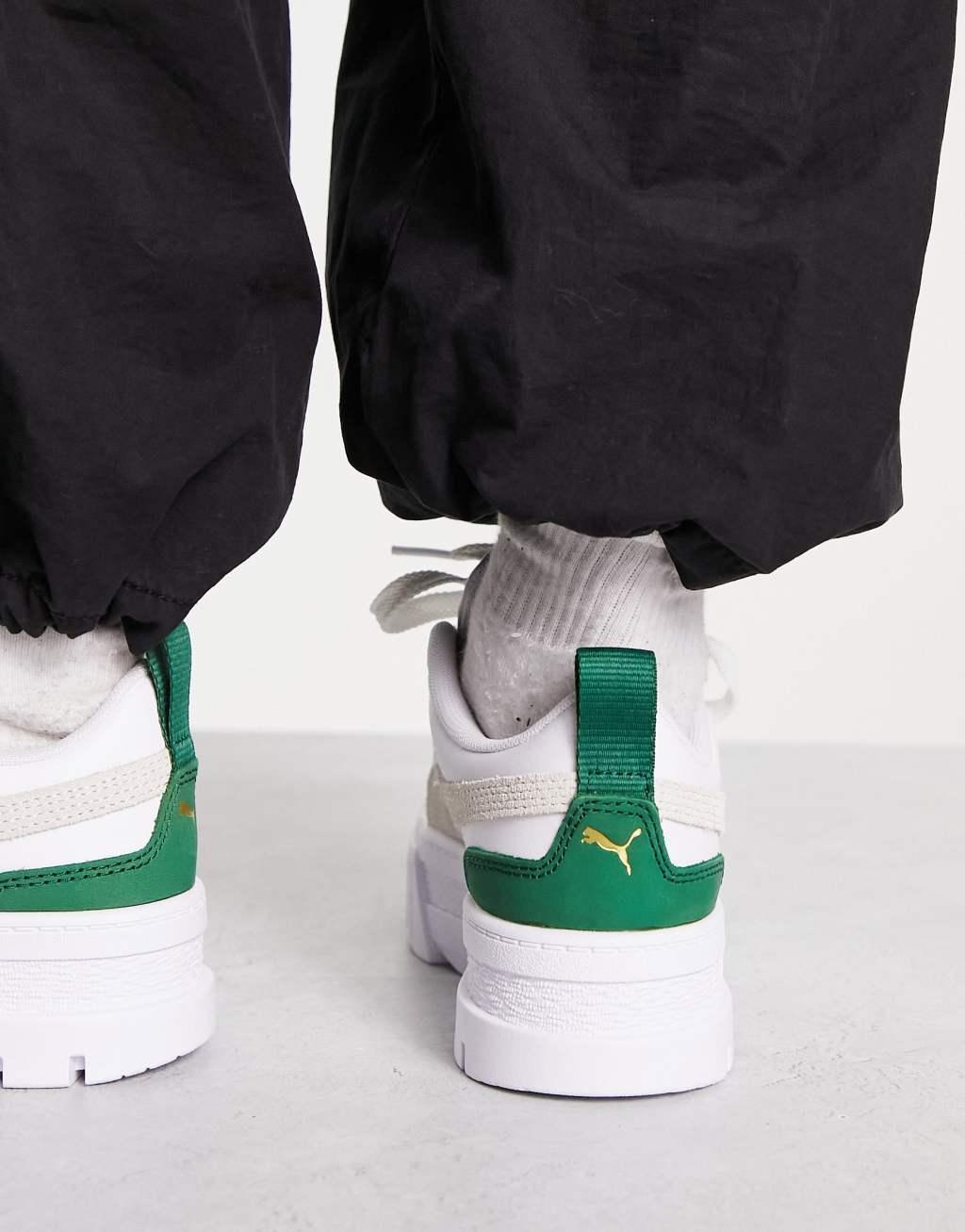 PUMA Mayze sneakers in white with green detail Product Image