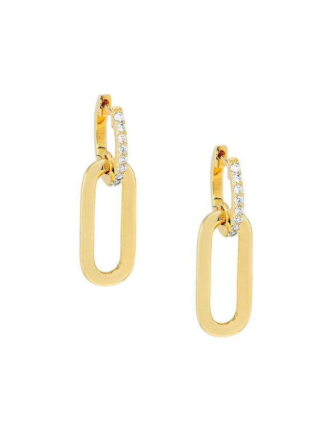 Womens 14K Yellow Gold & 0.17 TCW Diamond Paper-Clip Huggie Earrings Product Image