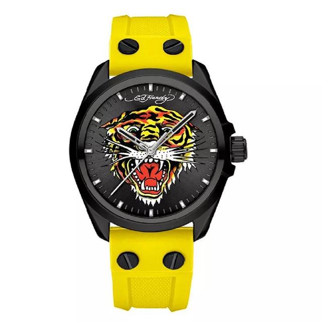 Ed Hardy Mens Matte Yellow Silicone Strap Watch Product Image