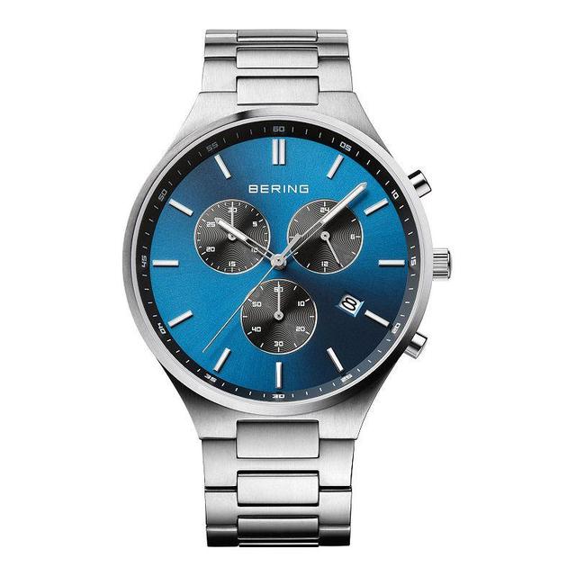 Berring Mens Blue Titanium Case Chronograph Bracelet Watch White Product Image