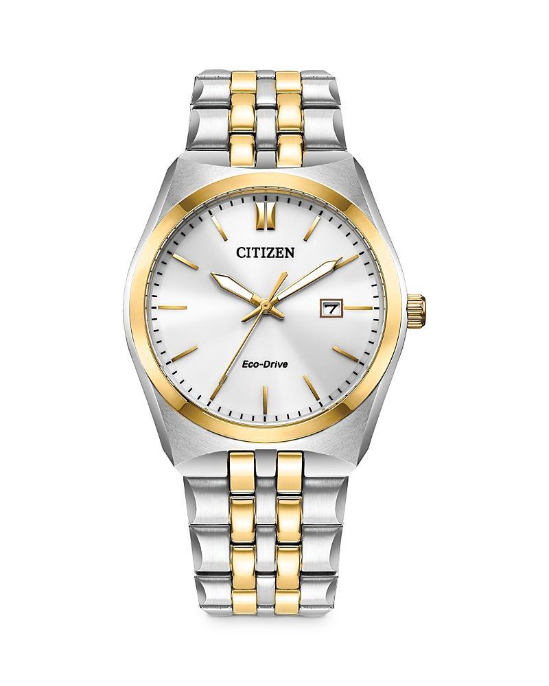 Citizen Mens Corso Three Hand Two Tone Stainless Steel Black Dial Bracelet Watch Product Image