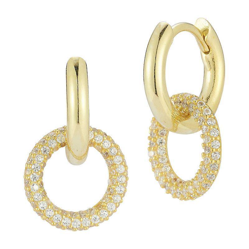 Sunkissed Sterling Sterling Silver Cubic Zirconia Linked Drop Hoop Earrings, Womens, Gold Tone Product Image