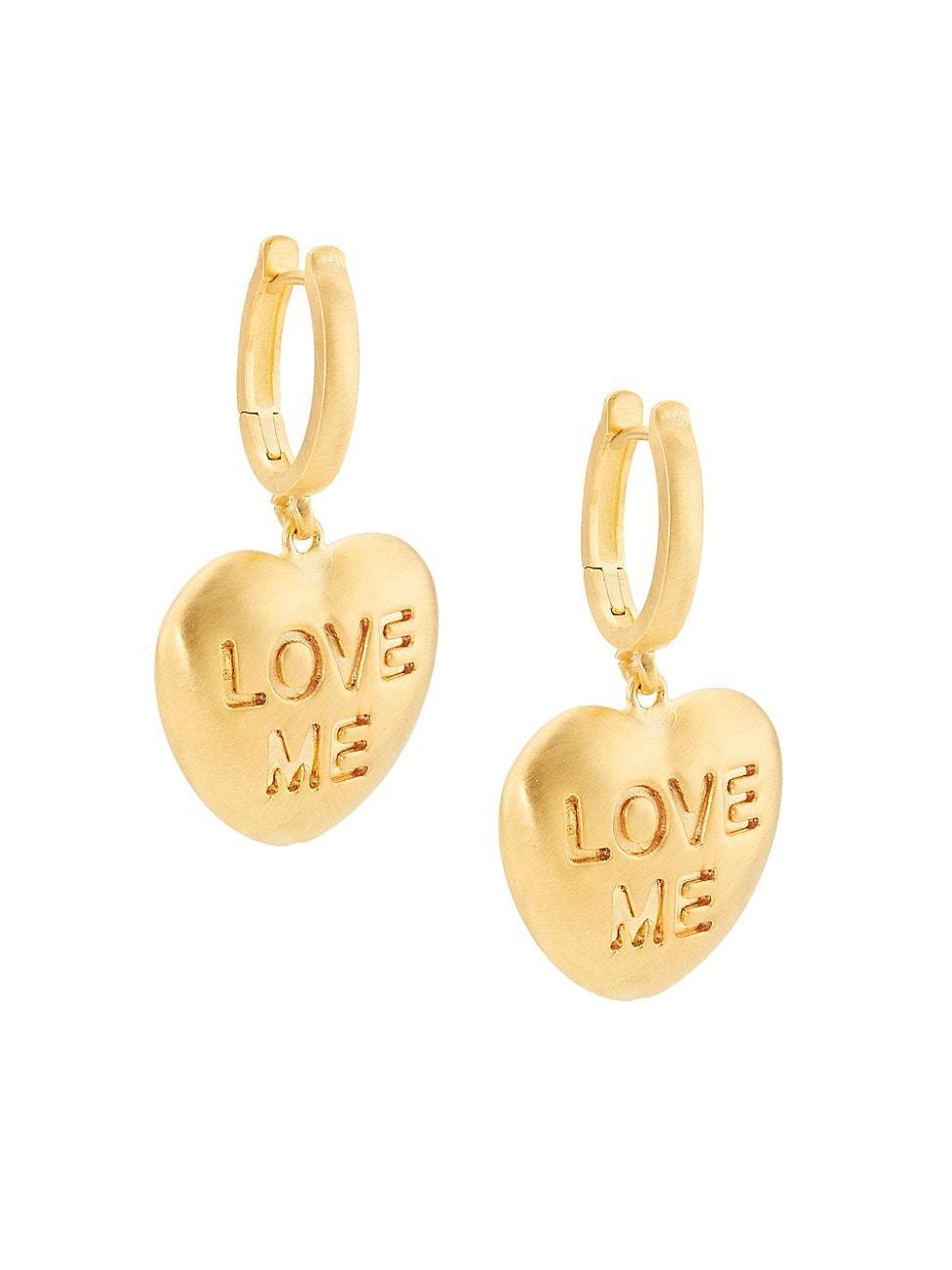 Womens 14K Yellow Gold Love Me Heart Drop Earrings Product Image