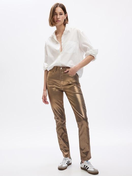 High Rise Metallic Vintage Slim Jeans Product Image