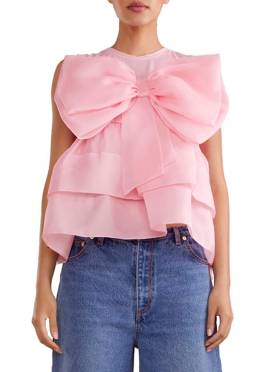 Womens Organza Bow Sleeveless Top Product Image