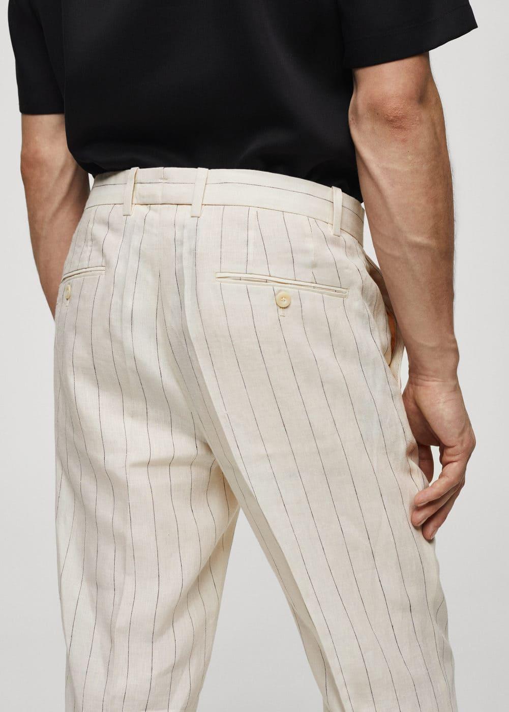 MANGO MAN - Slim fit pinstriped trousers off whiteMen Product Image