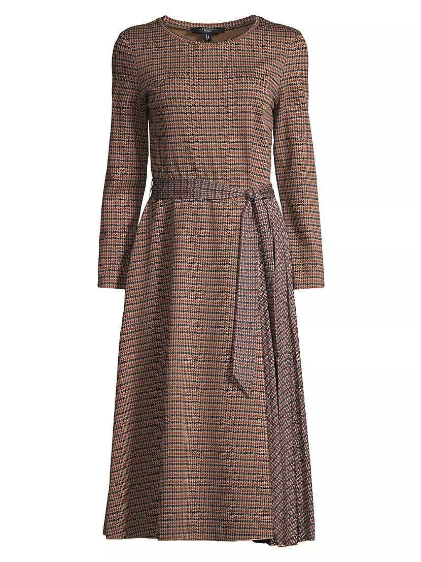 Plaid Cotton-Blend Tie-Waist Midi-Dress product image