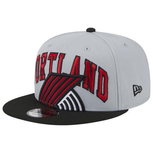 Mens New Era Gray/Black Portland Trail Blazers Tip-Off Two-Tone 9FIFTY Snapback Hat Product Image