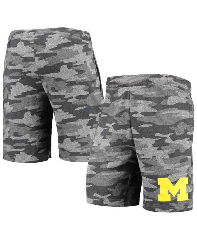 Mens Concepts Sport Charcoal/Gray Michigan Wolverines Camo Backup Terry Jam Lounge Shorts Product Image