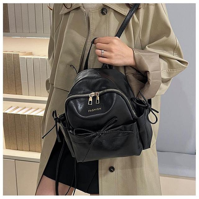 Bow Faux Leather Backpack Product Image