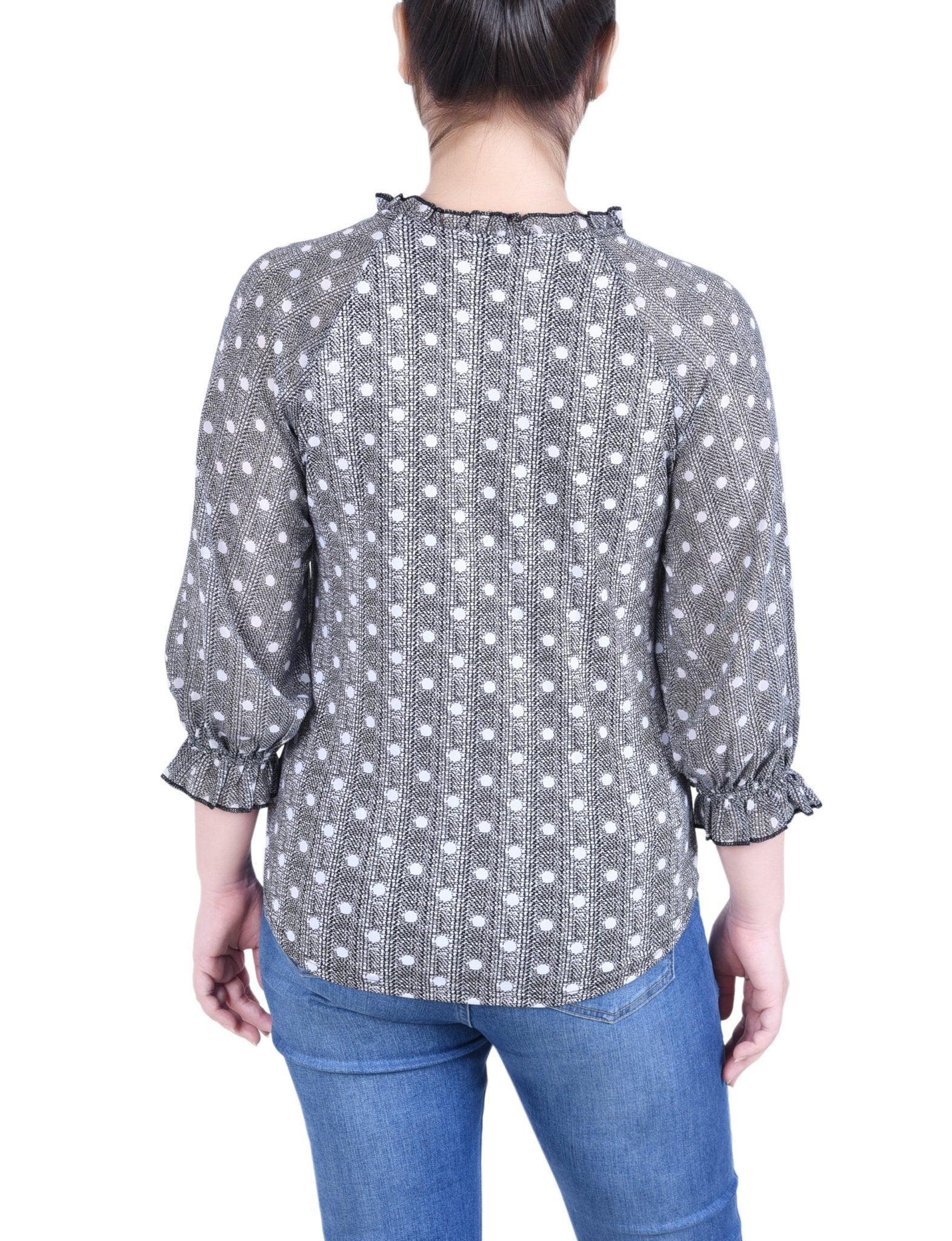 Chiffon Sleeve Knit Top - Petite Product Image