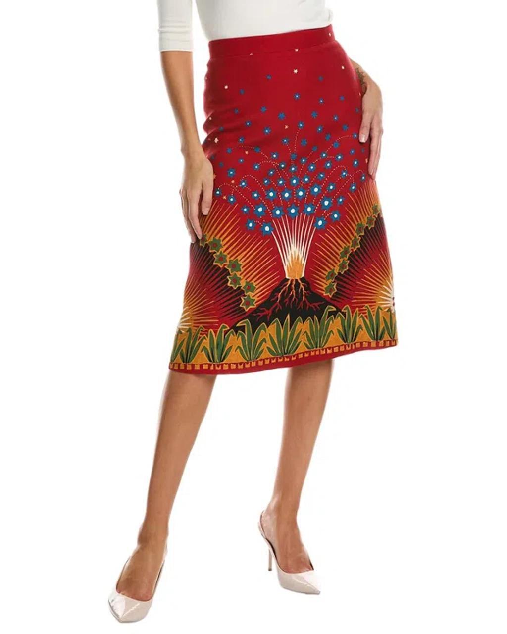 Wool & Silk-blend Skirt In Red Product Image