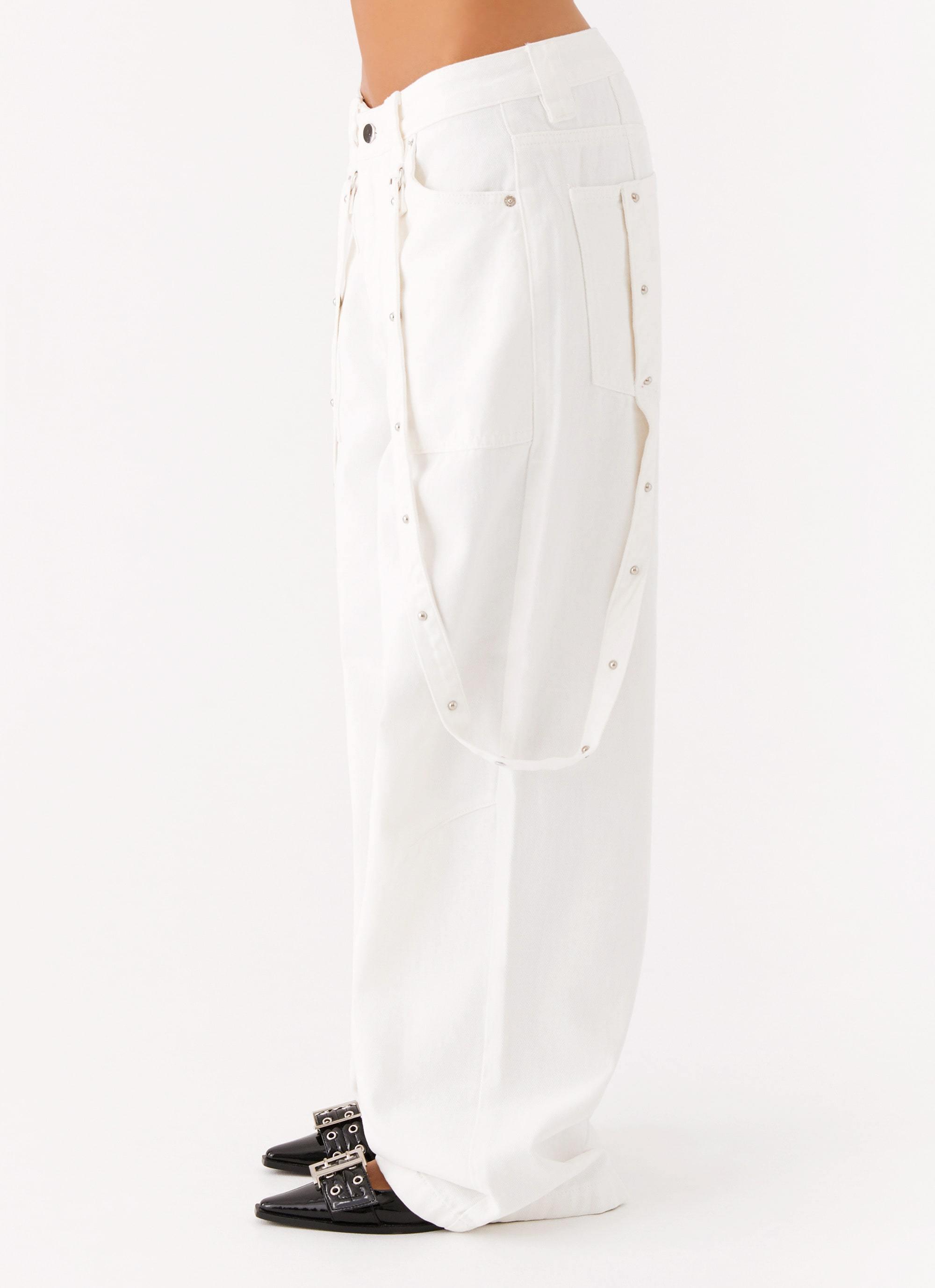 Avril Cargo Denim Pants - White Product Image