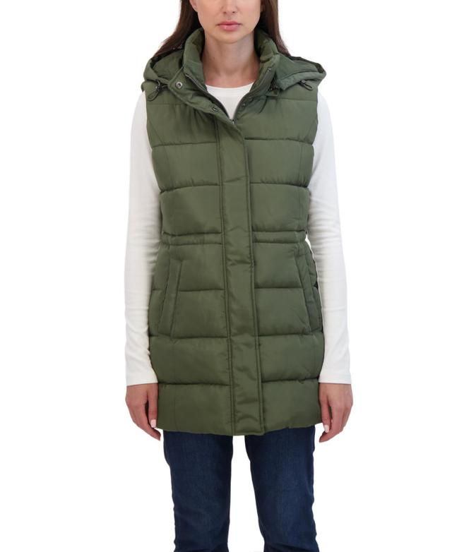 Sebby Collection Womens Puffer Vest With Drawstring Waist Product Image