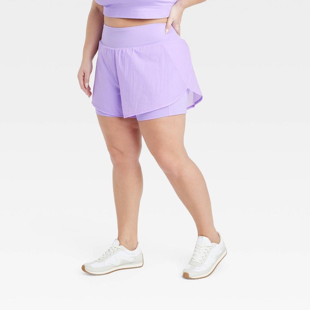 Womens Woven High-Rise 2-in-1 Run Shorts 3 - All In Motion Violet 1X Product Image