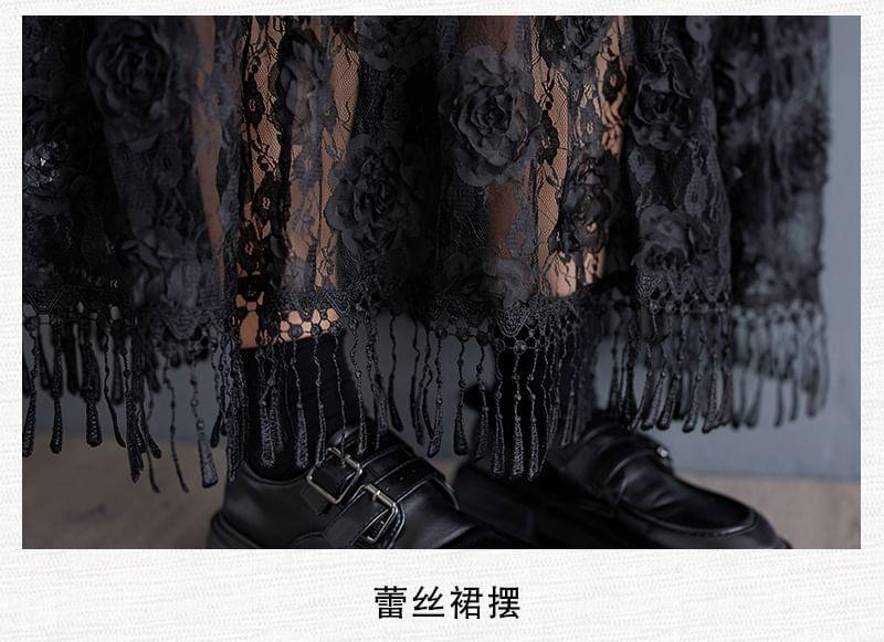 Lace Panel Midi A-Line Jumper Dress Product Image