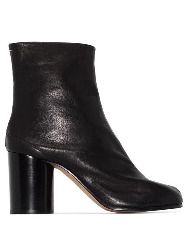 Tabi Split-toe Leather Ankle Boots In Black Product Image