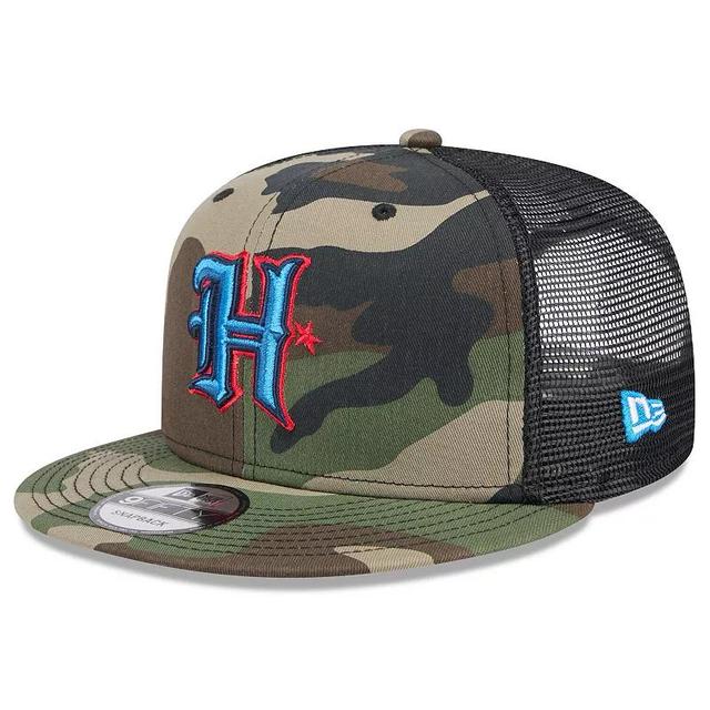 Mens New Era Woodland Camo Houston Texans 9FIFTY Trucker Snapback Hat Product Image