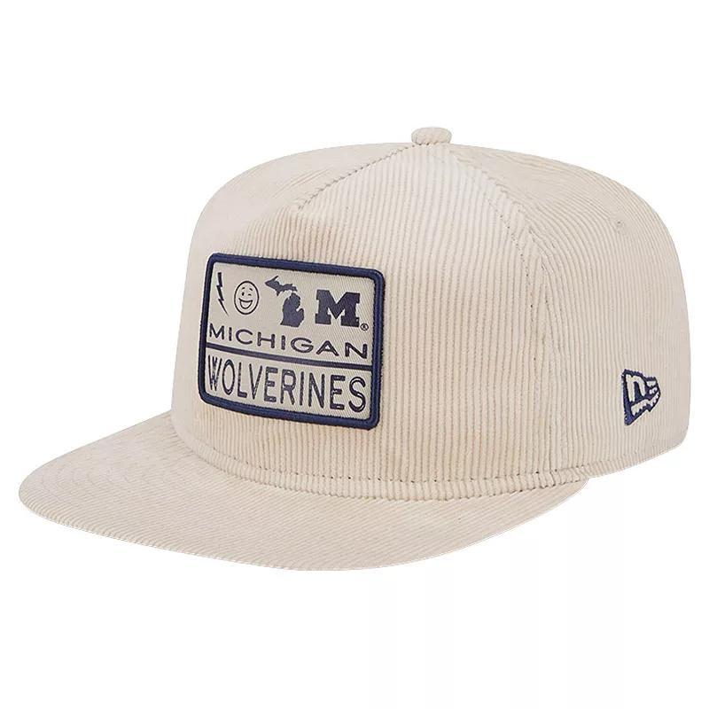 Mens New Era Cream Michigan Wolverines Corduroy Golfer Snapback Hat Product Image