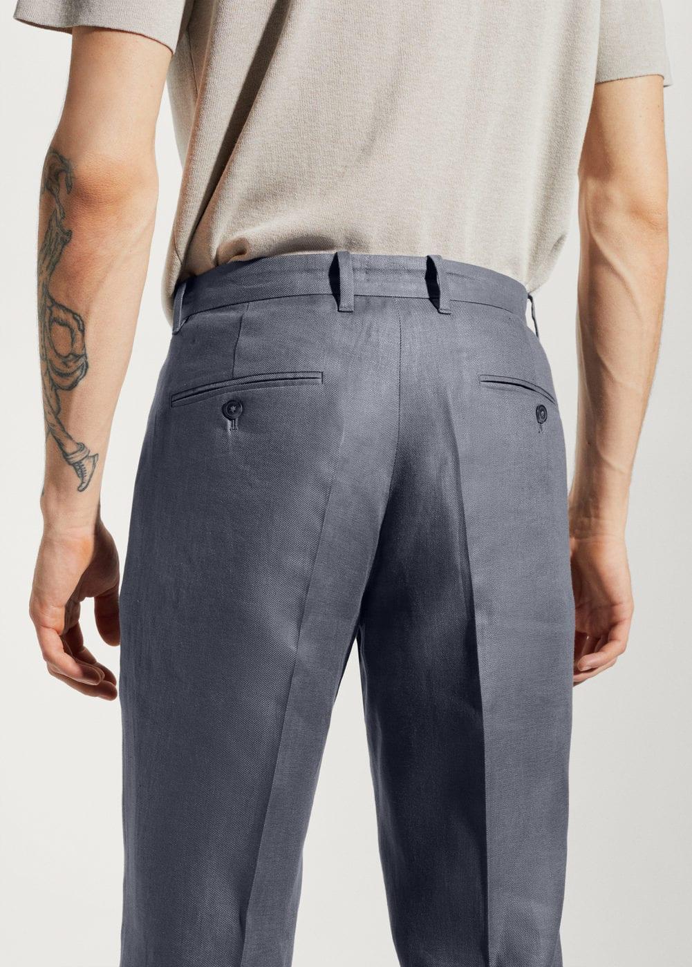 MANGO MAN - 100% linen regular fit pants medium grey - 36 - Men Product Image