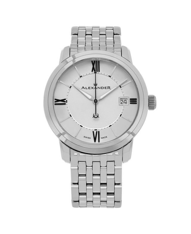 Alexander Mens Macedon Silver-tone Stainless Steel , Silver-Tone Dial , 40mm Round Watch Product Image