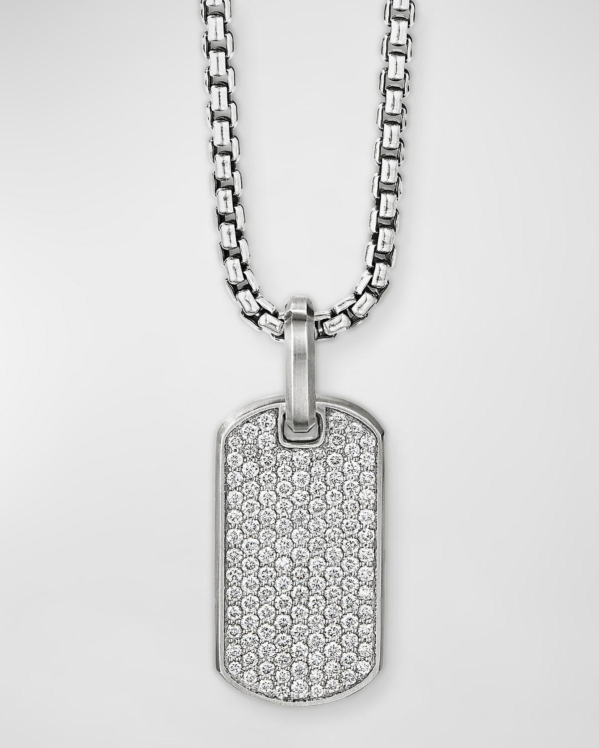 David Yurman Men's Silver Pave Diamond Tag Enhancer - SILVER Product Image