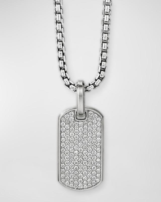 David Yurman Men's Silver Pave Diamond Tag Enhancer - SILVER Product Image