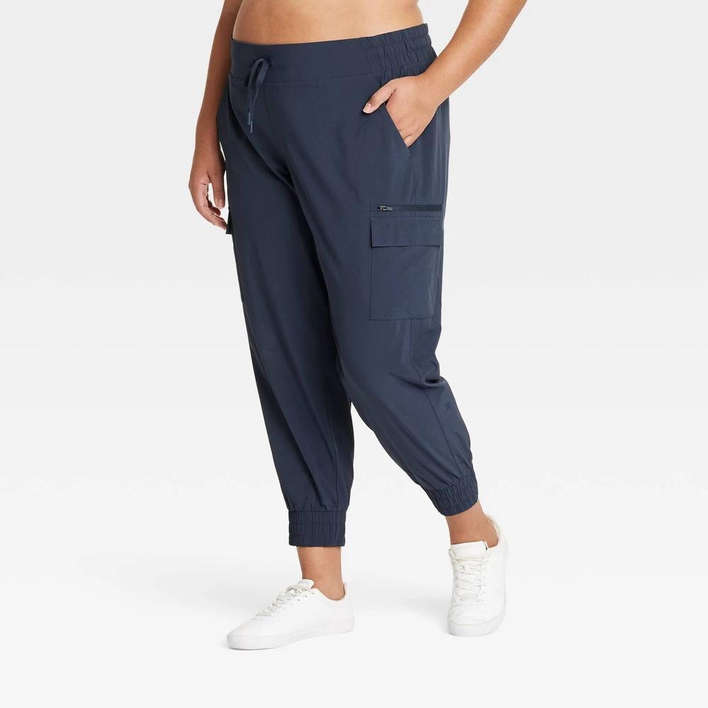 Womens Active Light Mid-Rise Cargo Joggers - All In Motion Blue 1X Product Image