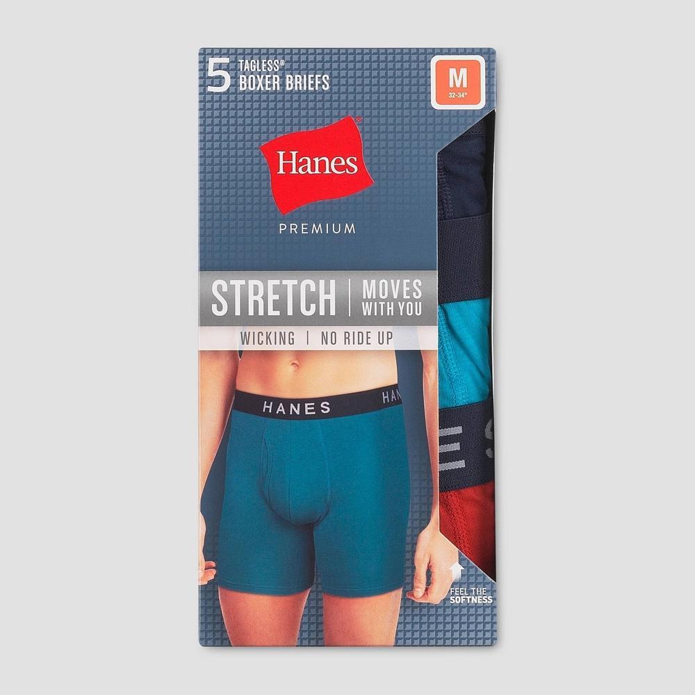 Hanes Premium Men's 5pk Boxer Briefs - Blue/Maroon/Orange L Product Image