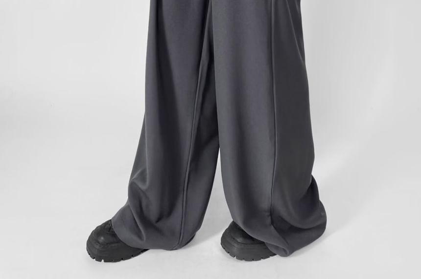 Drawstring Waist Plain Wide Leg Pants Product Image