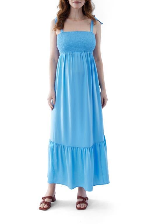 Ingrid & Isabel Smock Bodice Sateen Maternity Midi Dress Product Image