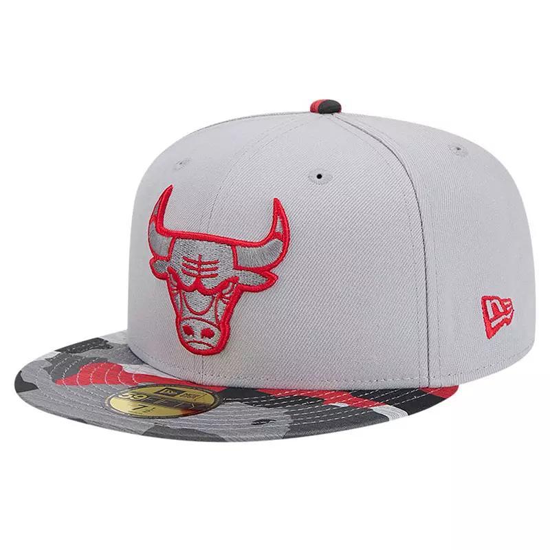 Mens New Era Gray Chicago Bulls Active Color Camo Visor 59FIFTY Fitted Hat Product Image