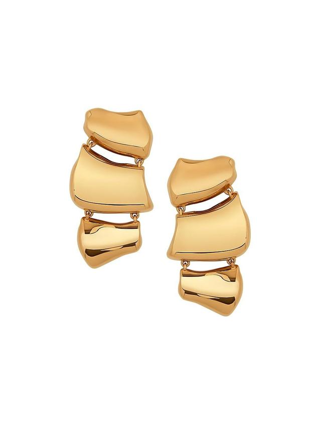 Womens 24K-Gold-Plated Three-Tier Drop Earrings Product Image